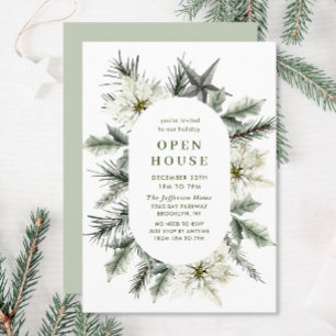 Invitación Elegantes Navidades del Boho de Poinsettia Blanca