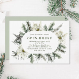 Invitación Elegantes Navidades del Boho de Poinsettia Blanca