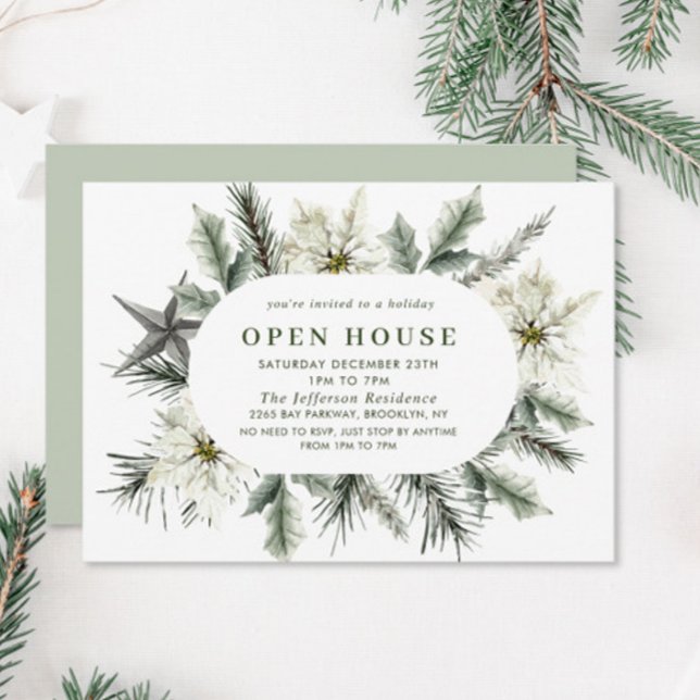 Invitación Elegantes Navidades del Boho de Poinsettia Blanca (Subido por el creador)