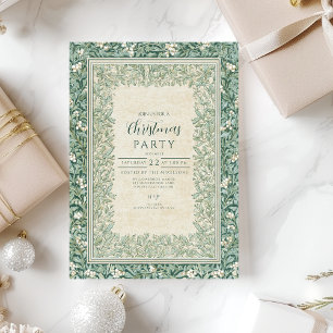 Invitación Elegantes Navidades del Holly Blanco Verde