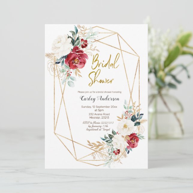 Invitación Elegantes Navidades ducha de novias floral de invi (Anverso de pie)