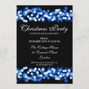Invitación Elegantes Navidades Fiesta Blue Hollywood Glam
