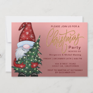 Invitación Elegantes Navidades Fiesta de árbol de bokeh rosad