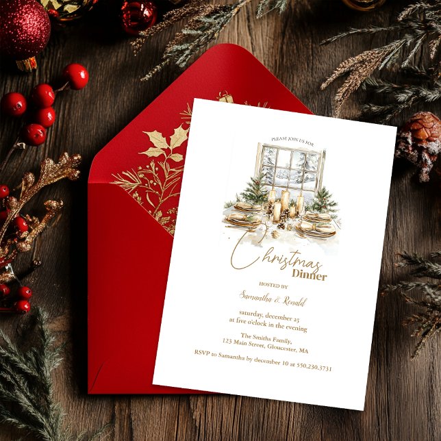 Invitación Elegantes Navidades Fiesta de cena (Subido por el creador)