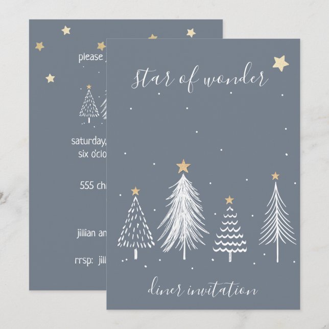 Invitación Elegantes Navidades Fiesta de Comedor (Anverso / Reverso)