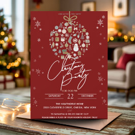 Invitación Elegantes Navidades Fiesta festividad festividad M