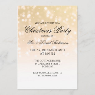 Invitación Elegantes Navidades Fiesta Gold Bokeh Sparkle Ligh