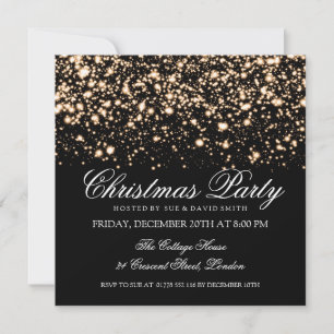Invitación Elegantes Navidades Fiesta Gold Midnight Glam
