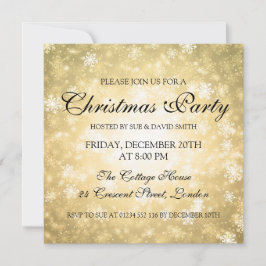 Invitación Elegantes Navidades Fiesta Gold Winter Wonderland