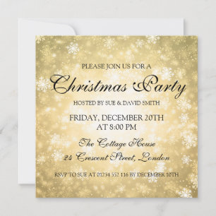 Invitación Elegantes Navidades Fiesta Gold Winter Wonderland