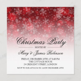 Invitación Elegantes Navidades Fiesta Holiday Sparkle Red