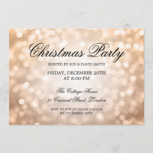 Invitación Elegantes Navidades Fiesta Luces de Purpurina de c