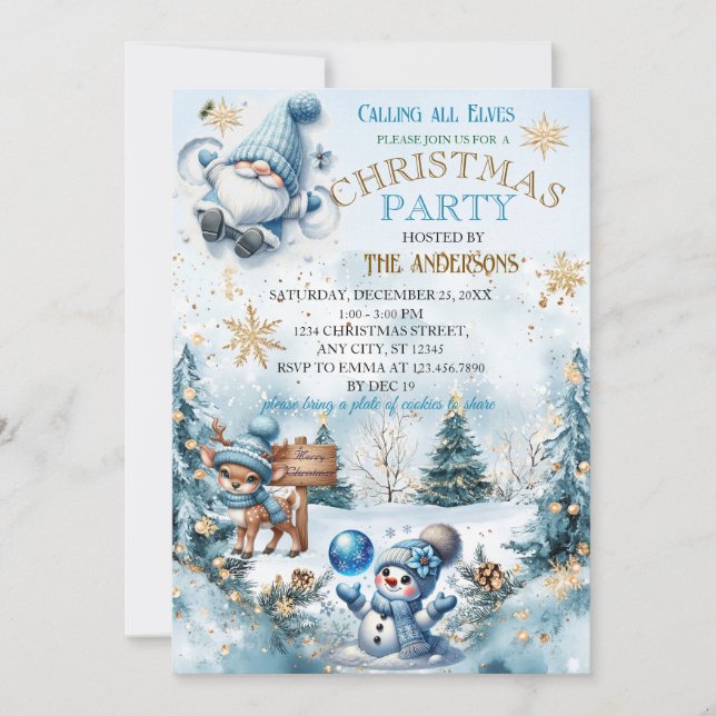 Invitación Elegantes Navidades Fiesta moderno (Anverso)