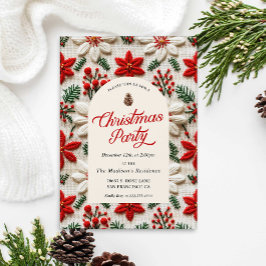 Invitación Elegantes Navidades Fiesta Red Floral