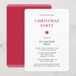 Invitación Elegantes Navidades Fiesta Rojo Moda Minimalista m