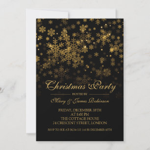 Invitación Elegantes Navidades Fiesta Sparkle Gold