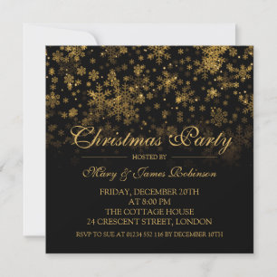 Invitación Elegantes Navidades Fiesta Sparkle Gold