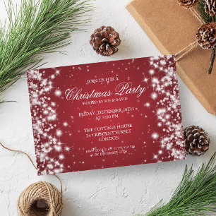 Invitación Elegantes Navidades Fiesta Sparkle Red