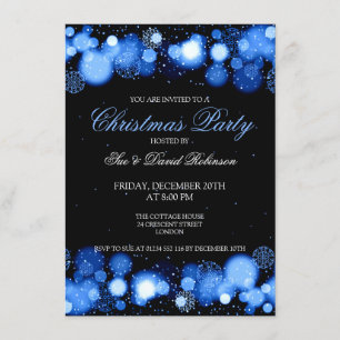 Invitación Elegantes Navidades Fiesta Winter Wonder Blue