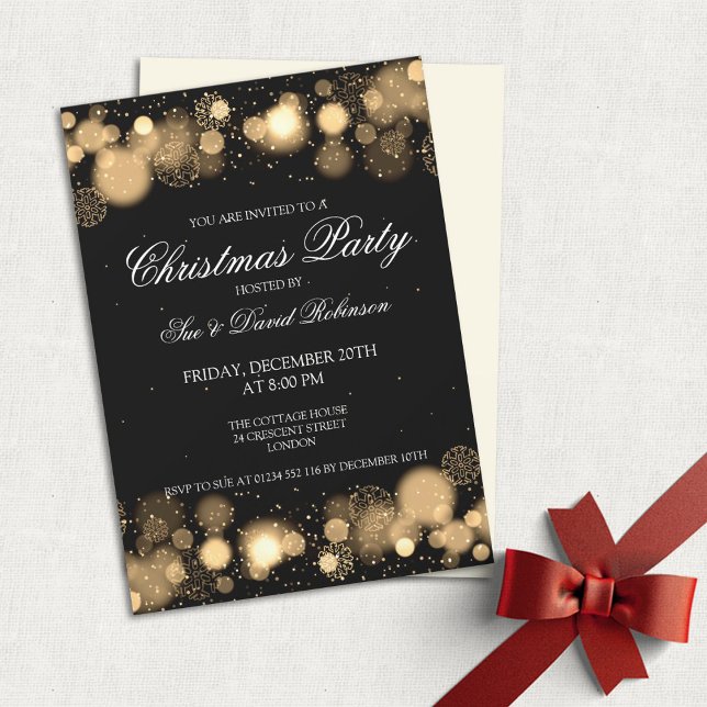 Invitación Elegantes Navidades Fiesta Winter Wonder Gold (Subido por el creador)