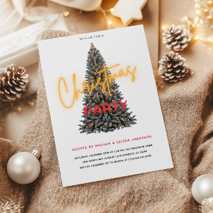 Invitación Elegantes Navidades Fiestas con árbol festivo