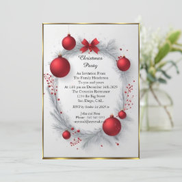 Invitación Elegantes Navidades fiestas Red baubles