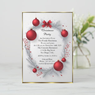 Invitación Elegantes Navidades fiestas Red baubles