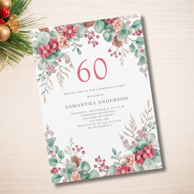 Invitación Elegantes Navidades Floral Fiesta de cumpleaños nú (Subido por el creador)