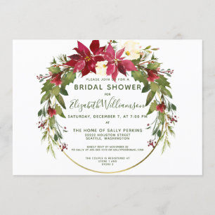 Invitación Elegantes Navidades florales de Poinsettia Ducha n