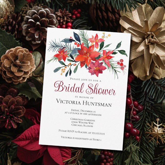 Invitación Elegantes Navidades florales de Poinsettia Ducha n (Subido por el creador)