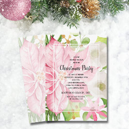 Invitación Elegantes Navidades florales de Poinsettia Rosa