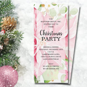 Invitación Elegantes Navidades florales de Poinsettia Rosa