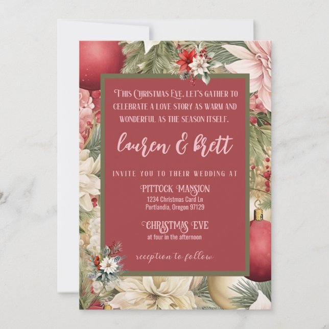 Invitación Elegantes Navidades hasta romántico Boda de fotogr (Anverso)