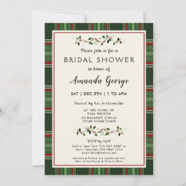 Invitación Elegantes Navidades Holiday Plaid Bridal Shower