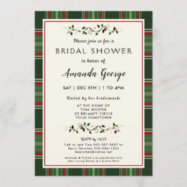 Invitación Elegantes Navidades Holiday Plaid Bridal Shower