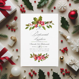 Invitación Elegantes Navidades Holly e Ivy Bridesmaids Lunche