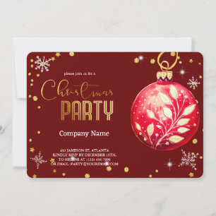 Invitación Elegantes Navidades mágicos Ornamentos rojos