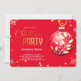 Invitación Elegantes Navidades mágicos Ornamentos rojos