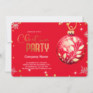 Invitación Elegantes Navidades mágicos Ornamentos rojos