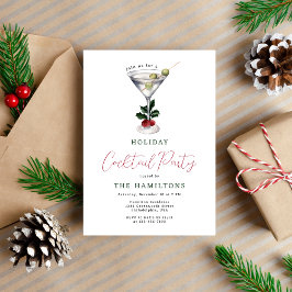 Invitación Elegantes Navidades Martini Holiday Fiesta de cóct
