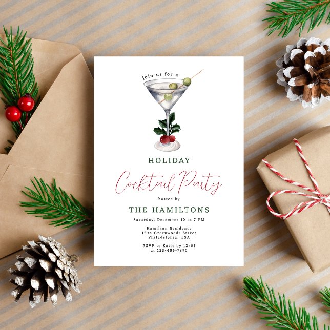 Invitación Elegantes Navidades Martini Holiday Fiesta de cóct (Subido por el creador)