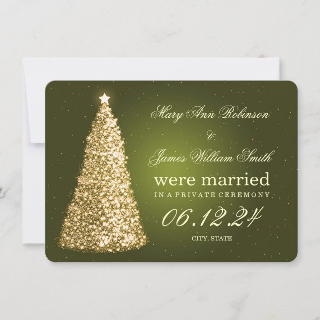 Invitación Elegantes Navidades Matrimonios Elopement Gold Gre (Anverso)