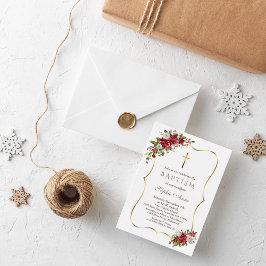 Invitación Elegantes navidades navideñas rojas poinsettia bla