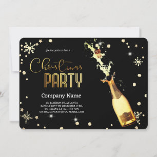 Invitación Elegantes Navidades negros Champagne de lujo