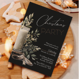 Invitación Elegantes Navidades negros en fiesta de feriado po
