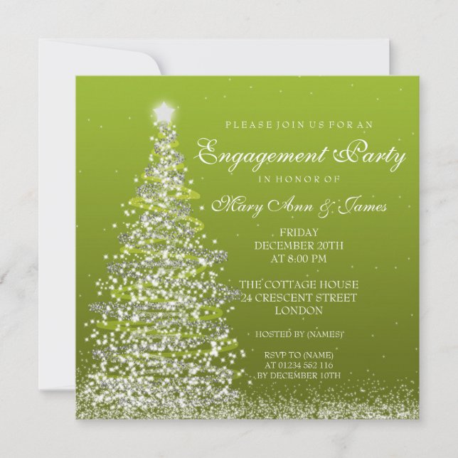 Invitación Elegantes Navidades Partido de Compromiso Verde (Anverso)