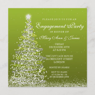 Invitación Elegantes Navidades Partido de Compromiso Verde