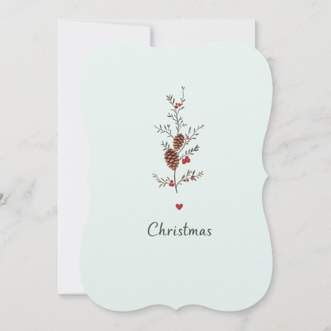 Invitación Elegantes Navidades Pinecone & Holly Card (Anverso)