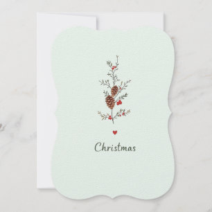 Invitación Elegantes Navidades Pinecone & Holly Card