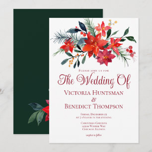 Invitación Elegantes Navidades Poinsettia Flor Boda de Invier